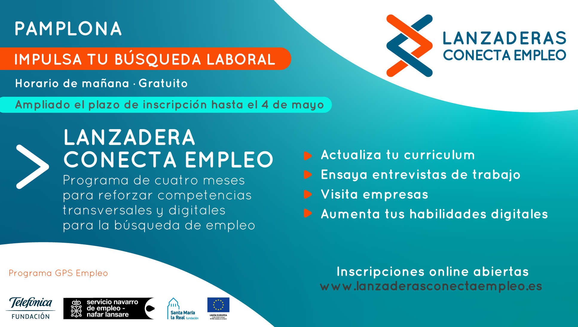 Ampliado hasta el 4 de mayo el plazo de presentación de solicitudes para el programa “Lanzadera Conecta Empleo” de Pamplona